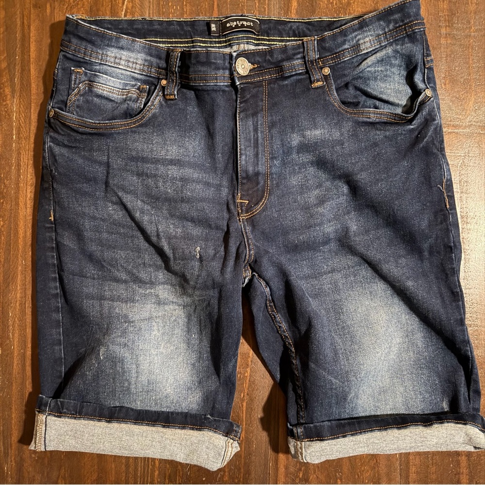 Abstract One Dark Blue Jean Shorts - Size 36